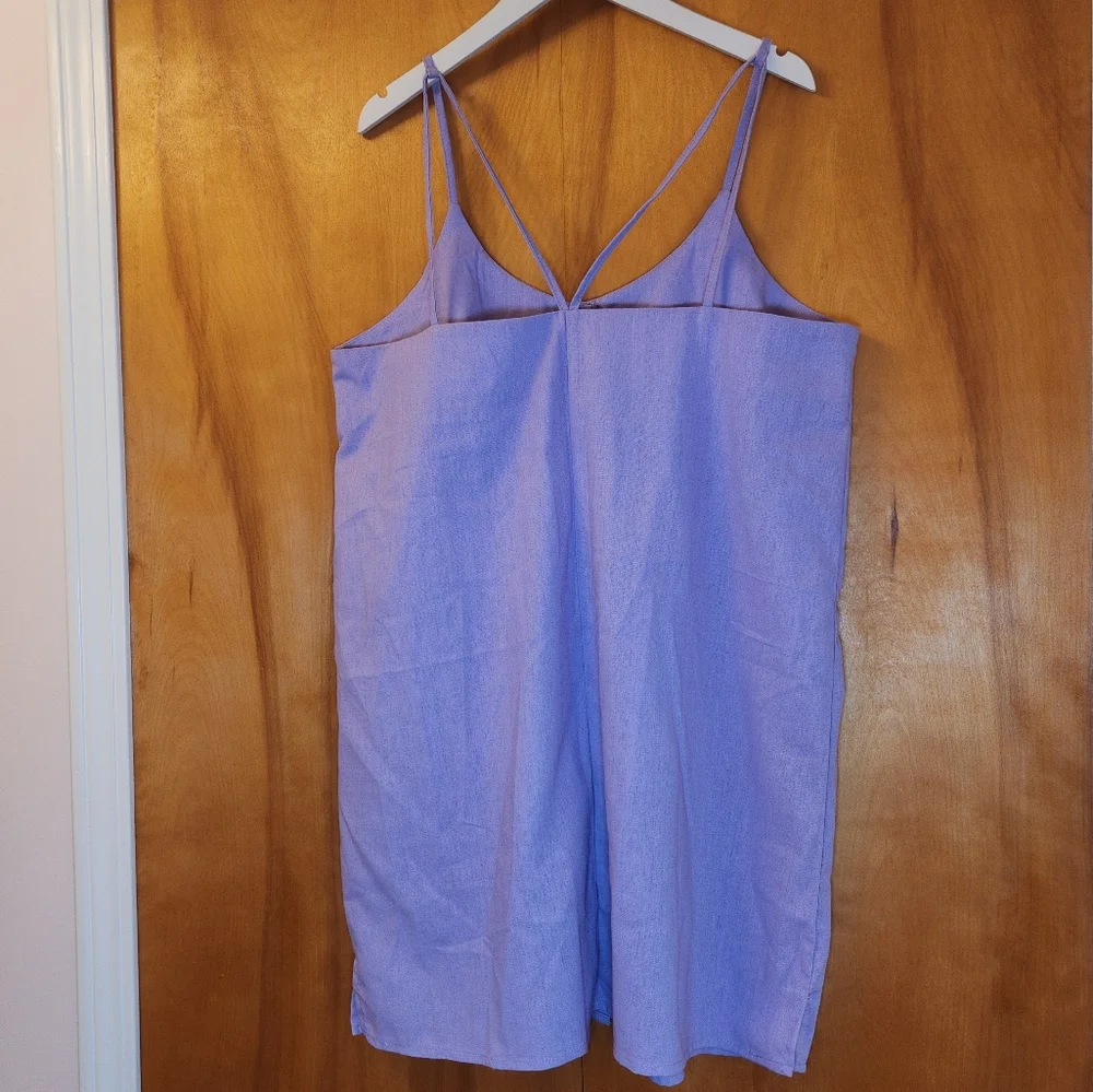 Xrestukom Women's Linen Mini Dress in Lilac, Size Large NIB - Picture 8 of 12